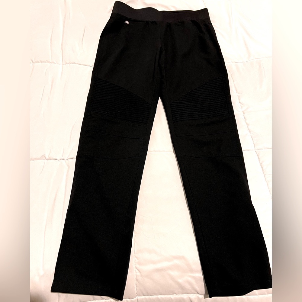 Figs Kanye Moto Straight Leg Scrub Pants- black, small